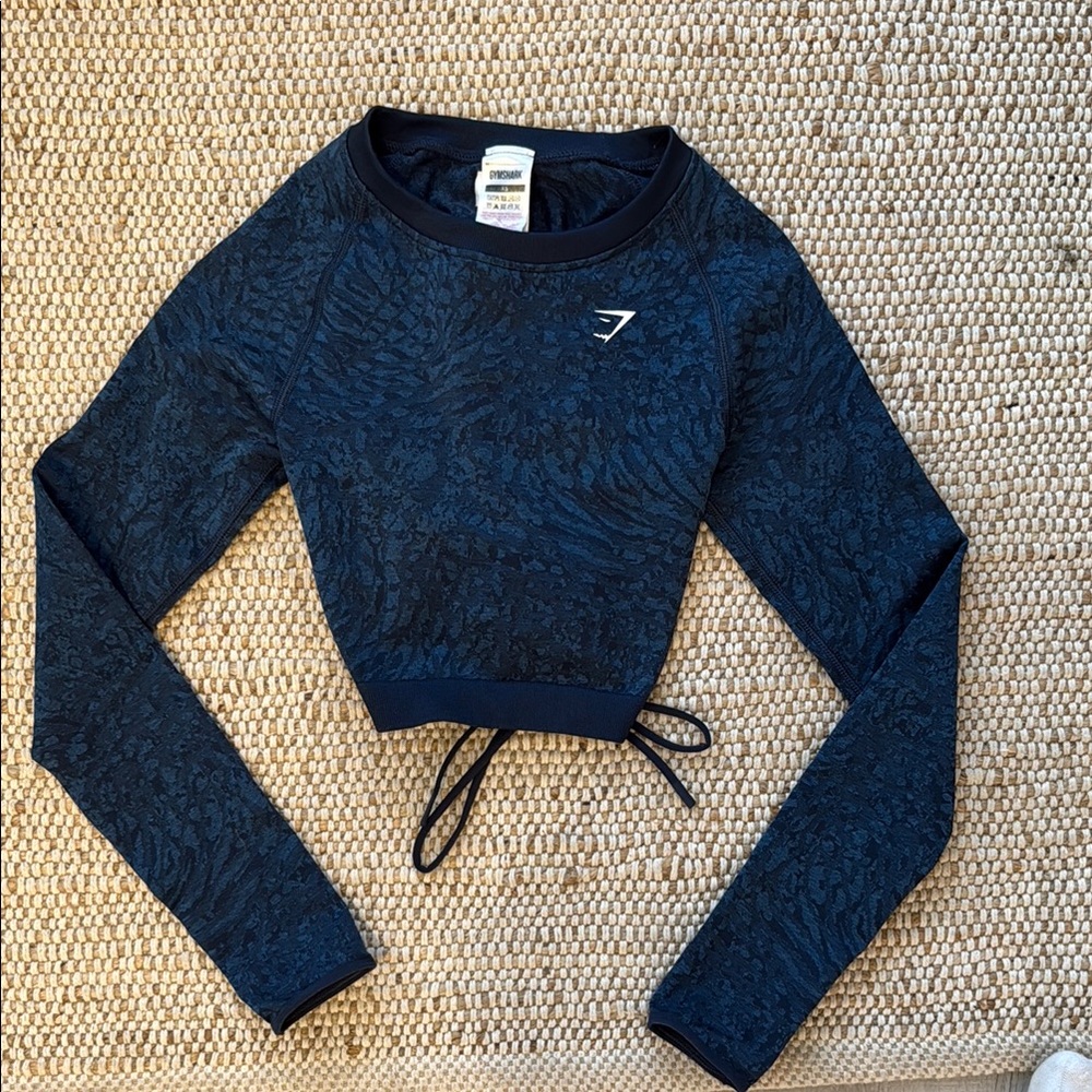 Gymshark Blue Long Sleeve Fitted Crop Top